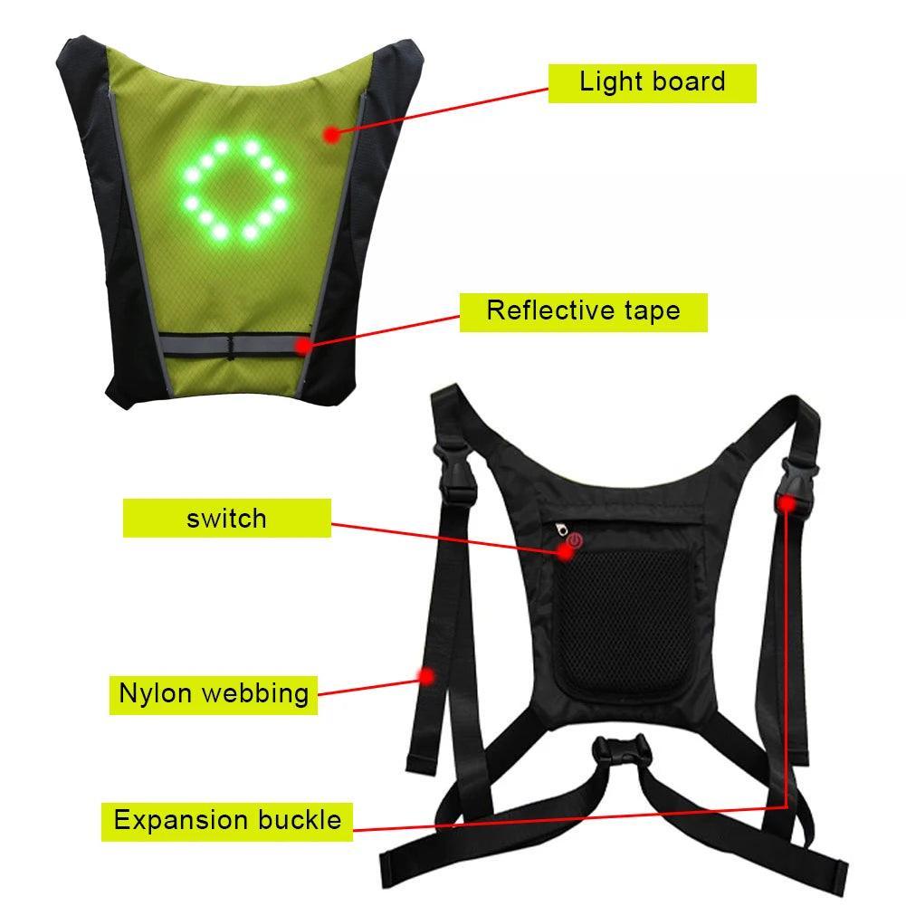 Gilet de cyclisme LED avec télécommande - Veste de sécurité haute visibilité pour vélo VTT