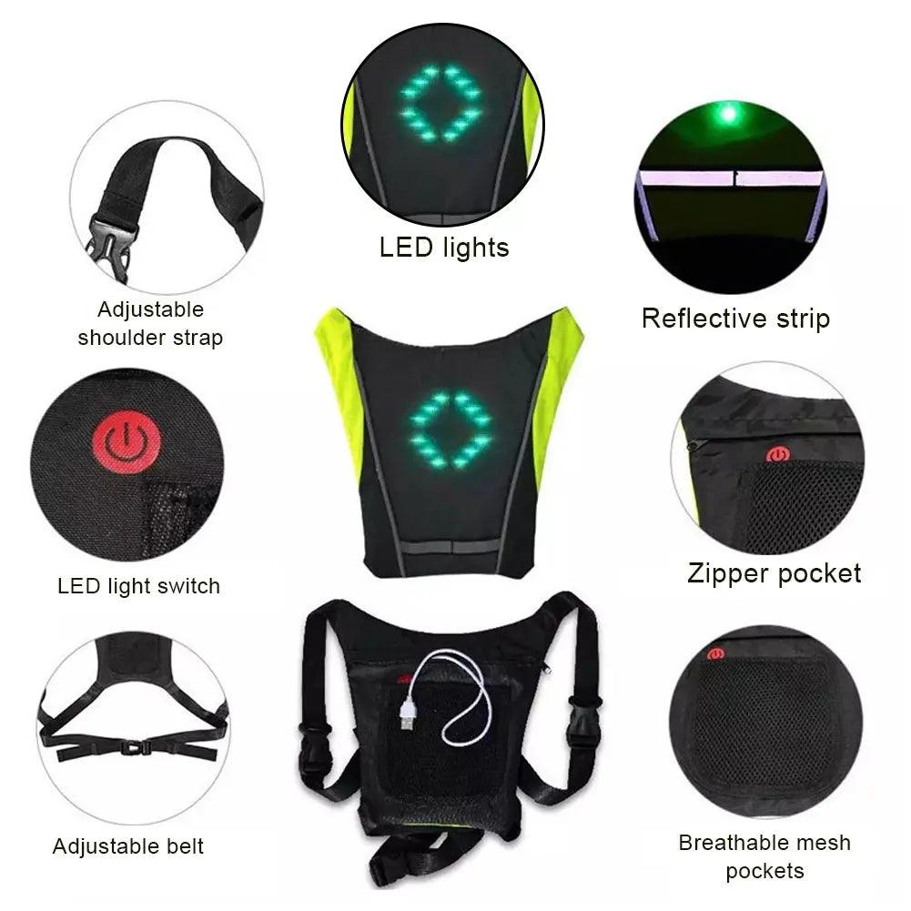 Gilet de cyclisme LED avec télécommande - Veste de sécurité haute visibilité pour vélo VTT