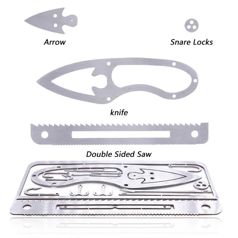 Équipement de Pêche Multifonction – Carte Multi-Outils Compacte pour Survie Outdoor