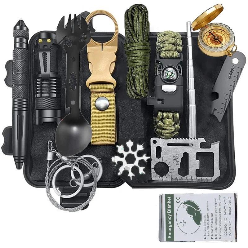 Kit de Premiers Secours et Équipement de Survie - Camping, Militaire, Urgence