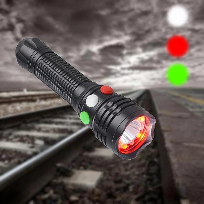 Lampe de Poche Multifonction Rechargeable – Torche à Signal Ferroviaire avec Base Magnétique