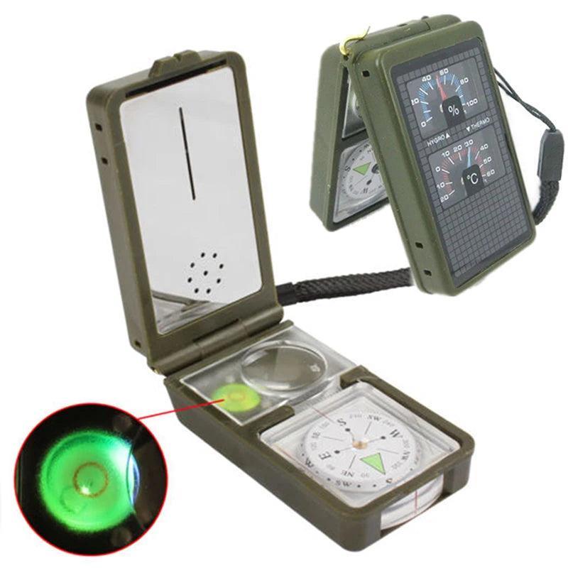 Boussole de Survie Militaire 10-en-1 – Multifonction LED et Sifflet