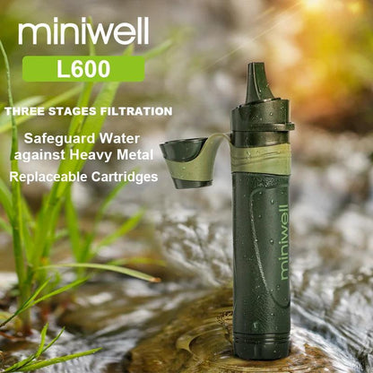 Miniwell Filtre à Eau Portable – Équipement de Survie Idéal pour Voyages et Outdoor