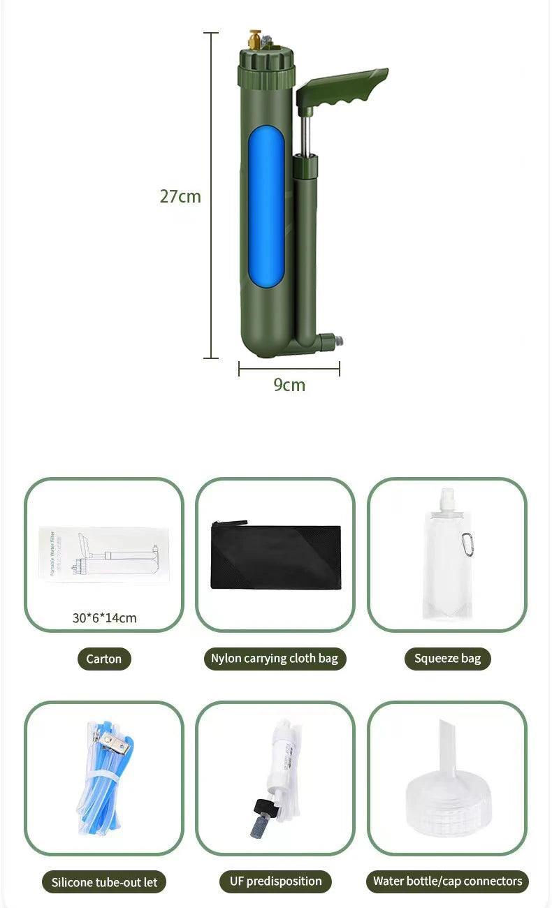 Filterwell Pompe à Main Portable – Filtre à Eau et Purificateur pour Survie Outdoor