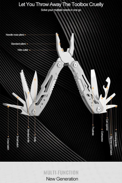 Pince Pliante Multifonctionnelle – Couteau de Poche en Acier Inoxydable