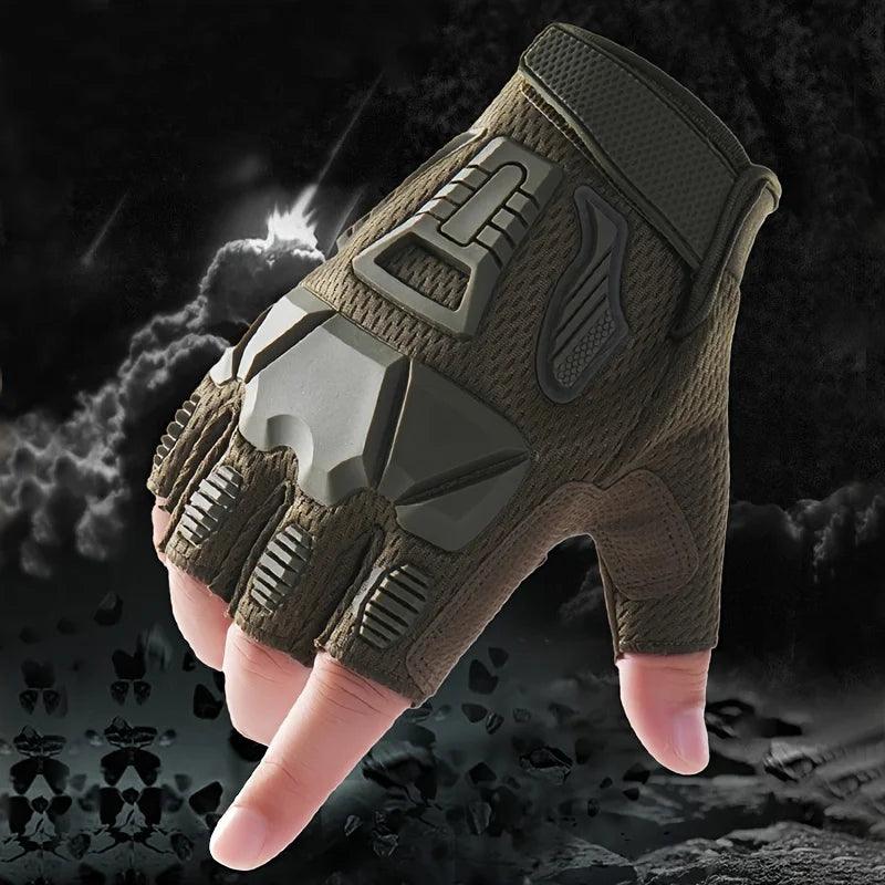 Gants de Moto à Coque Dure - Protection Demi-Doigt pour Sports Outdoor