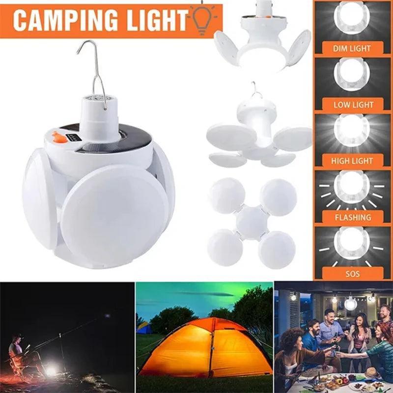 Lampe Solaire Pliante Rechargeable – Torche LED Portable pour Camping et Secours