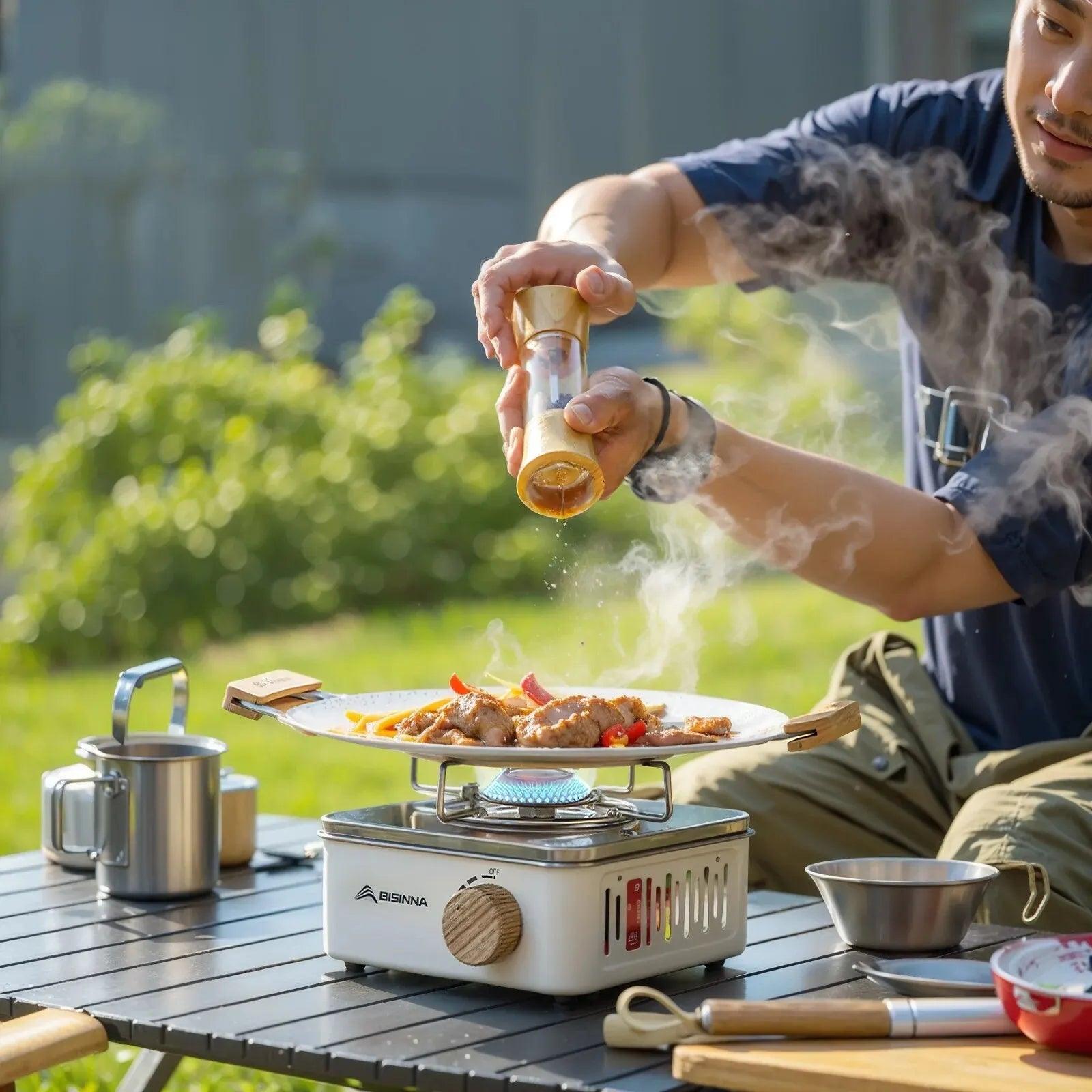 BISINNA Réchaud à Gaz de Camping Portable – Haute Puissance pour Vos Aventures