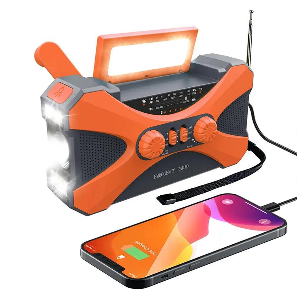 Radio d’Urgence Solaire Portable – AM/FM/WB, Manivelle et Lampe de Poche