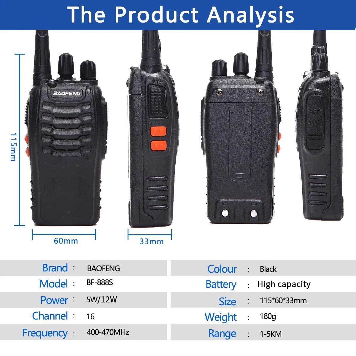 Baofeng BF-888S – Talkie-Walkie Bidirectionnel UHF Longue Portée 100 km