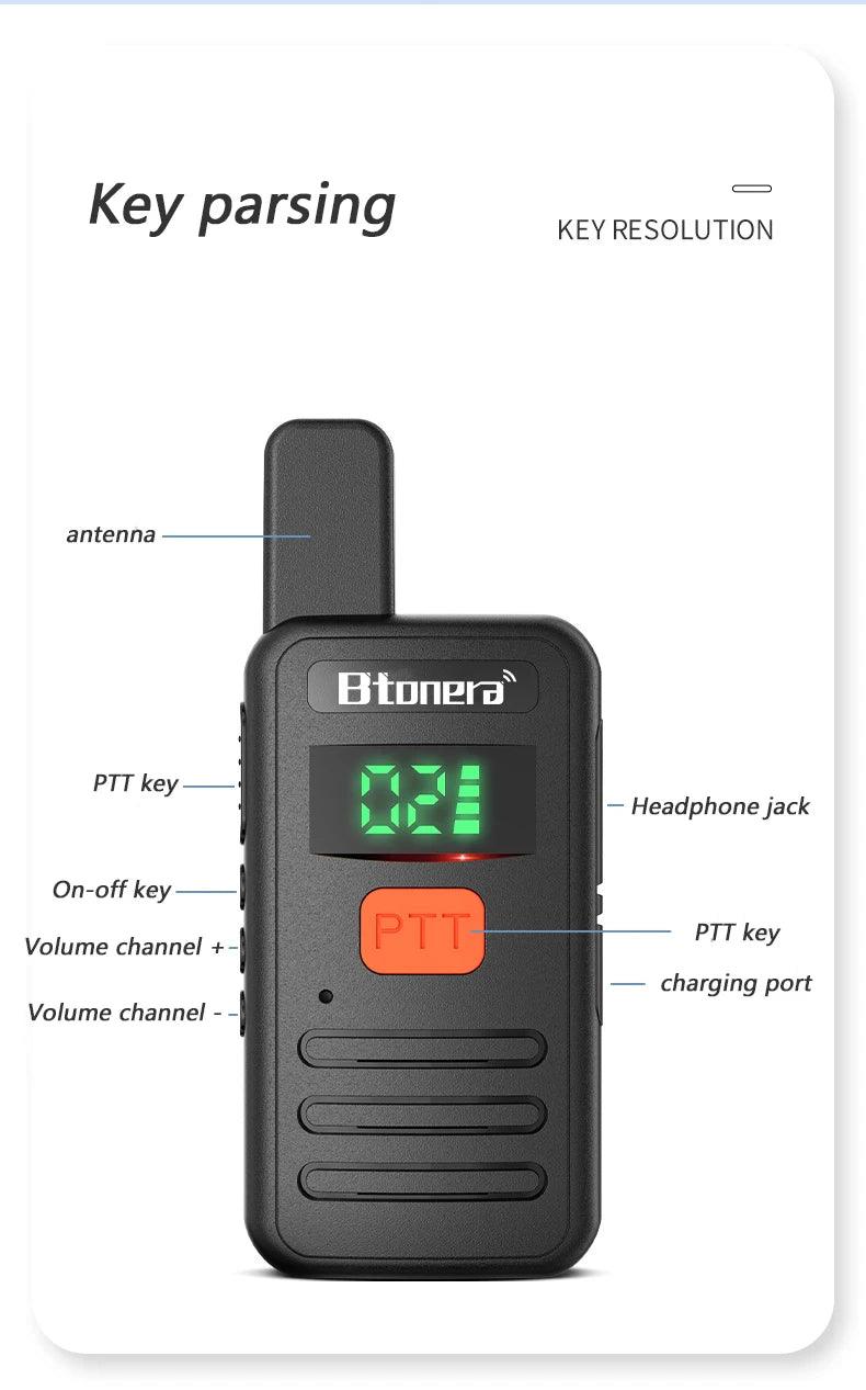 Mini Talkie-Walkie BTDX PMR 446 - Radio Portable Bidirectionnelle pour Survie et Chasse