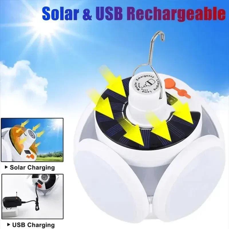 Lampe Solaire Pliante Rechargeable – Torche LED Portable pour Camping et Secours