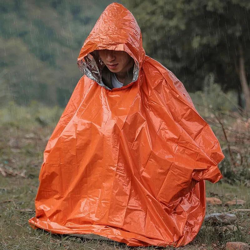 Poncho en Film d'Aluminium d'Urgence – Couverture Thermique et Imperméable