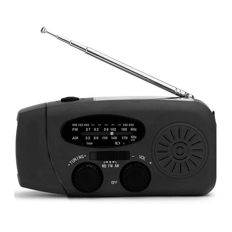 Radio Météo Portable Multifonctionnelle – Lampe de Poche LED et Charge Solaire