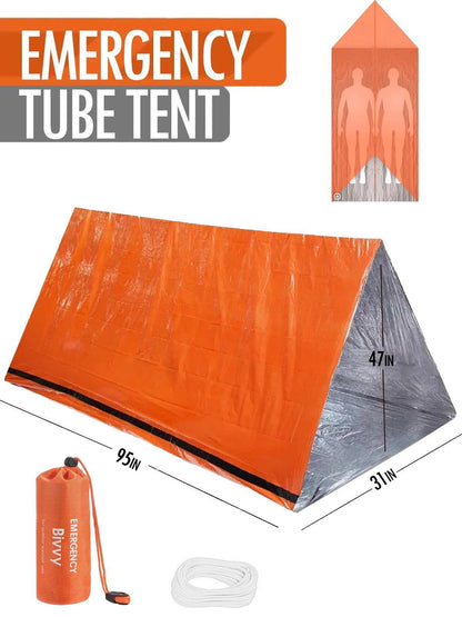 Kit de Tente de Survie d’Urgence – Tube Mylar, Sac de Couchage et Couverture Thermique - Variante