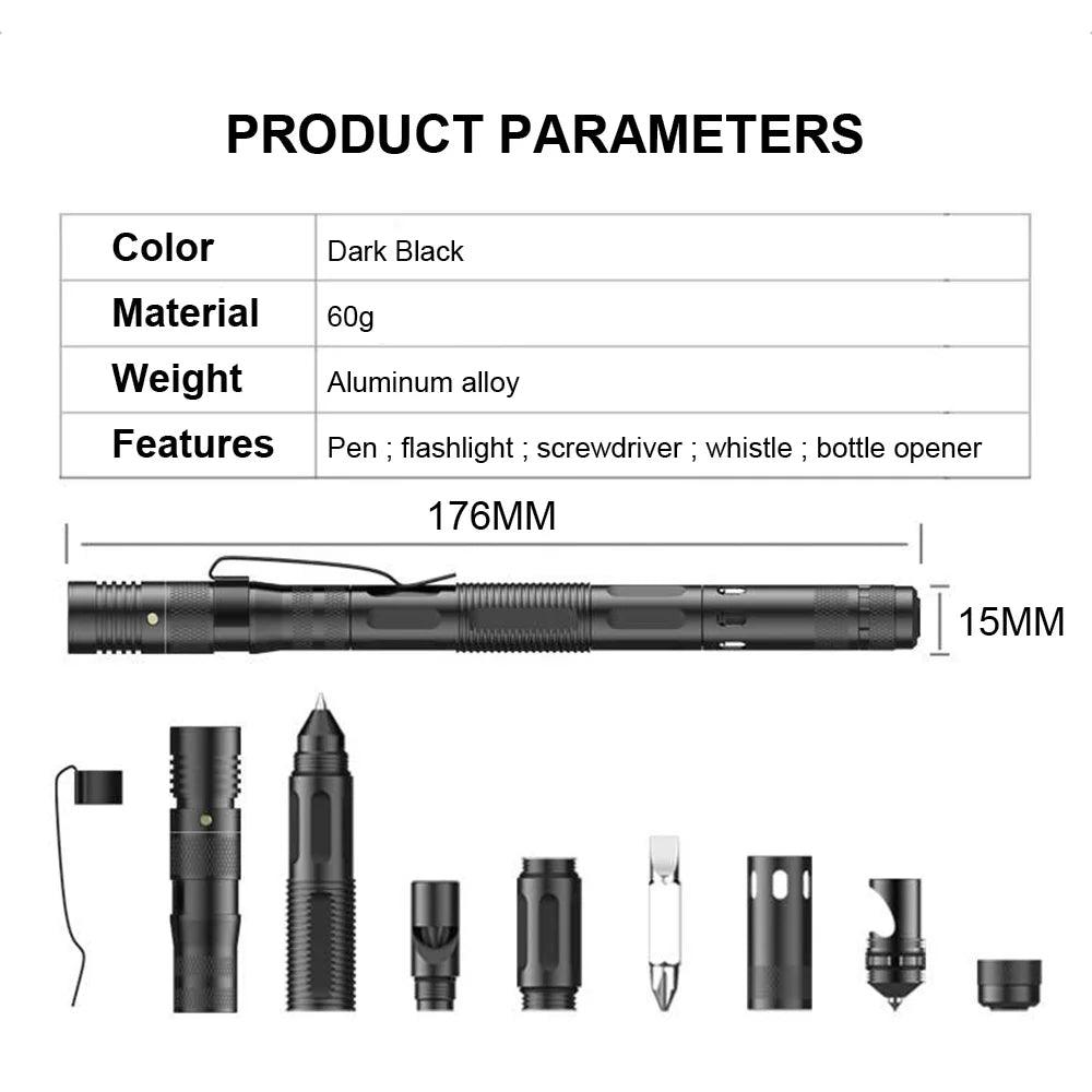 Stylo de Protection de Sécurité avec LED, Sifflet et Brise-Verre