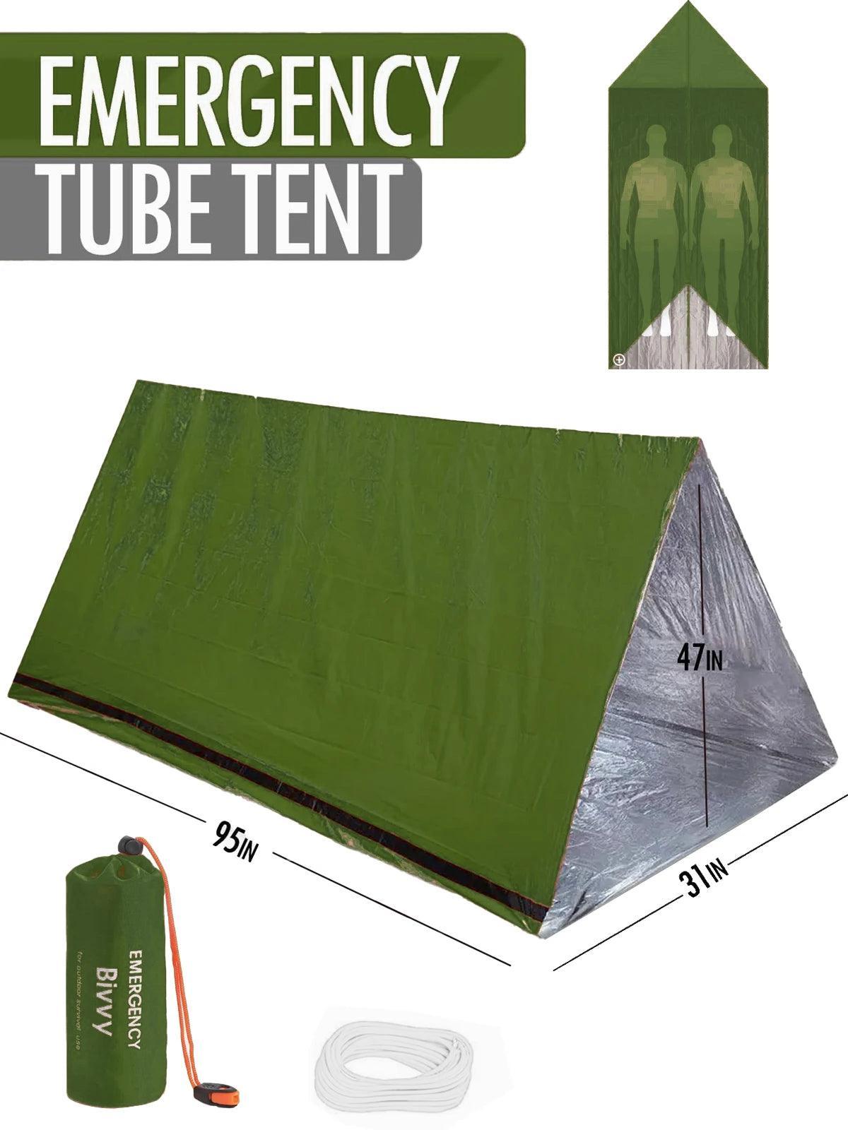 Kit de Tente de Survie d’Urgence – Tube Mylar, Sac de Couchage et Couverture Thermique - Variante