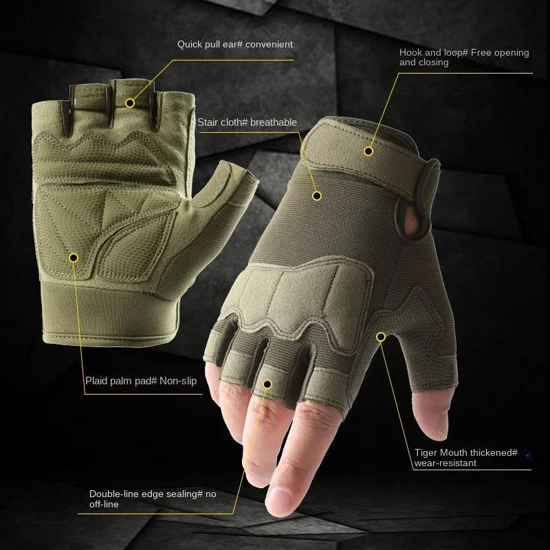 Gants de Chasse Demi-Doigt - Respirants et Résistants pour Outdoor