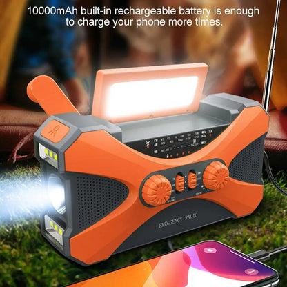 Radio d’Urgence Solaire Portable – AM/FM/WB, Manivelle et Lampe de Poche