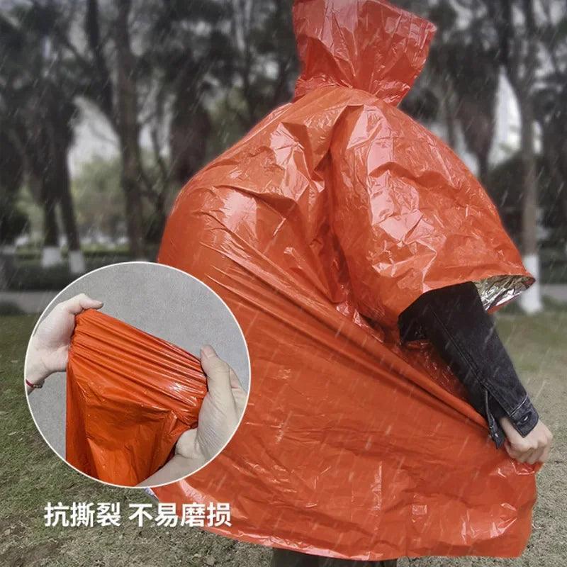 Poncho en Film d'Aluminium d'Urgence – Couverture Thermique et Imperméable