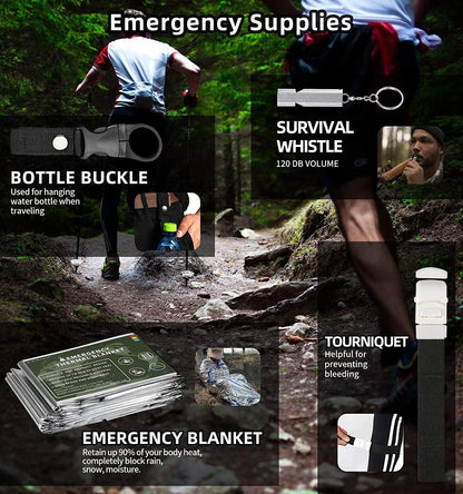 Kit de Survie d’Urgence Militaire 23-en-1 avec Filtre à Eau – Idéal pour Camping et Randonnée