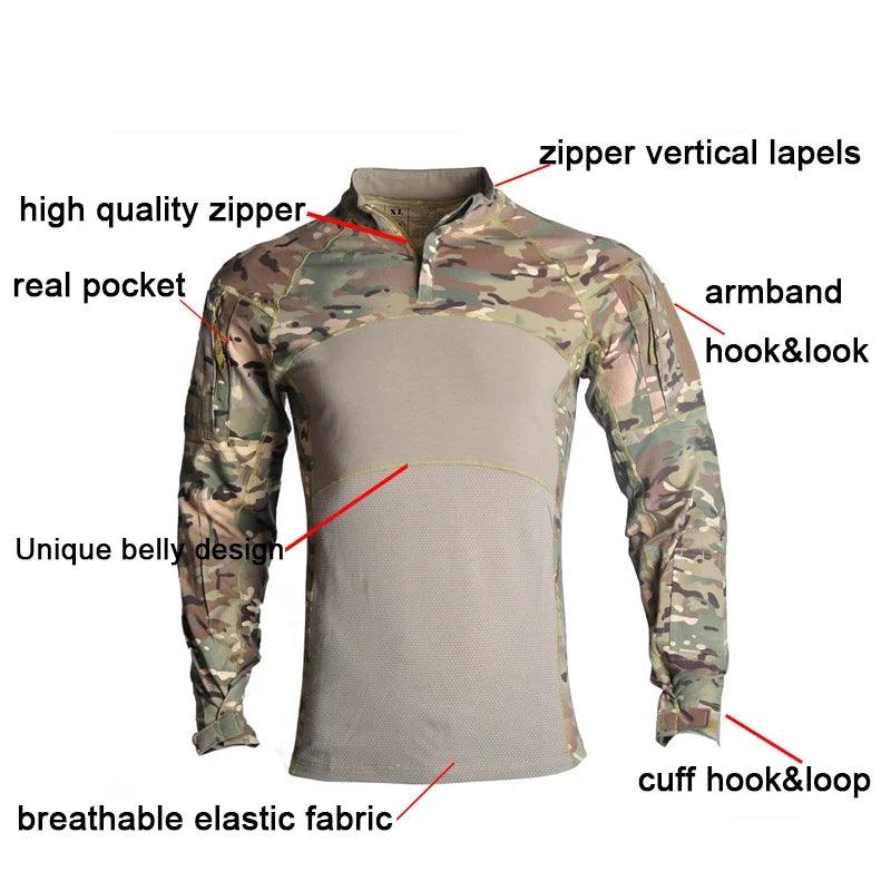 Chemises de Chasse Élastiques pour Hommes - Camouflage Outdoor