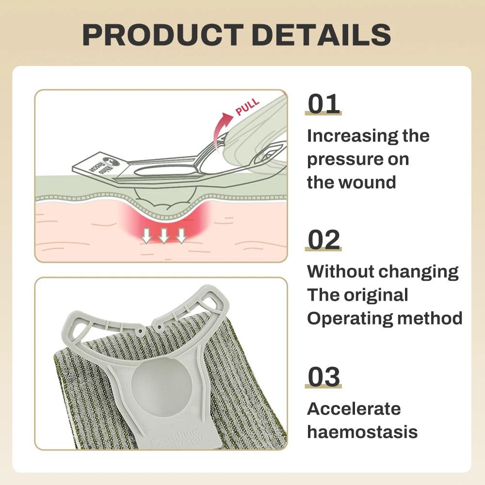 Bandage de Secours à Pression 4 Pouces – Trousse de Premiers Soins pour Urgences Traumatiques