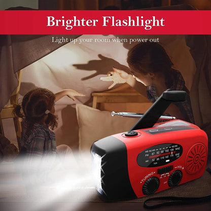 Radio Météo Portable Multifonctionnelle – Lampe de Poche LED et Charge Solaire