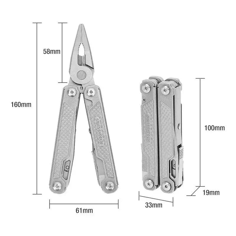 Swiss+Tech Couteau de Poche Multi-Outils 15 en 1 - Survie, Camping et Plein Air